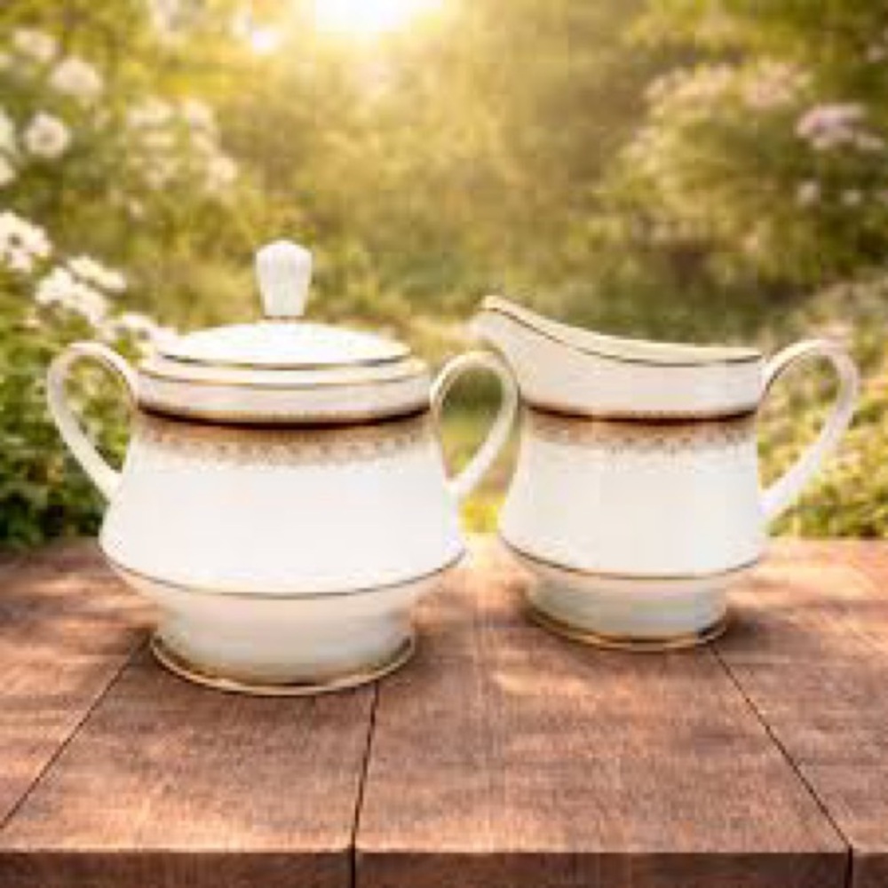 Vintage Noritake Creamer and Sugar Bowl Doral Maroon Pattern 2992